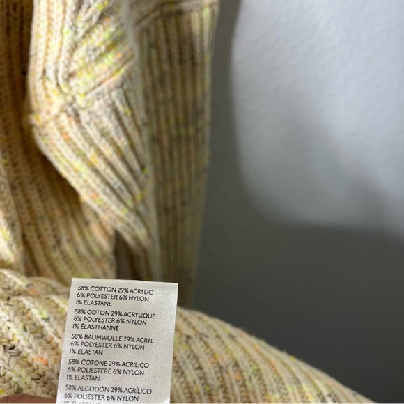 Free People Speckled Chunky Rib Turtleneck Mock Oversized Sweater Womens Size S - Picture 7 of 7